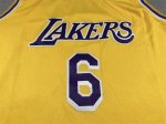 NBA 6 James Lakers Maillot jaune avec logo 6 brodé